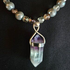 Handcrafted Artisan Fluorite Crystal with Fluorite Pendant Necklace